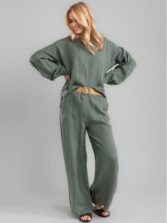 Perso Perso Bluzka CHLE256557F Khaki Regular Fit