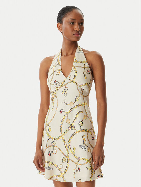 Tommy Jeans Tommy Jeans Sommerkleid Chain Print DW0DW22346 Hellbeige Slim Fit