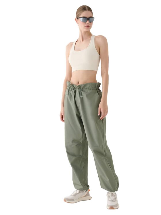 4F 4F Pantaloni di tessuto 4FRSS24TTROF1330-44S Verde Oversize