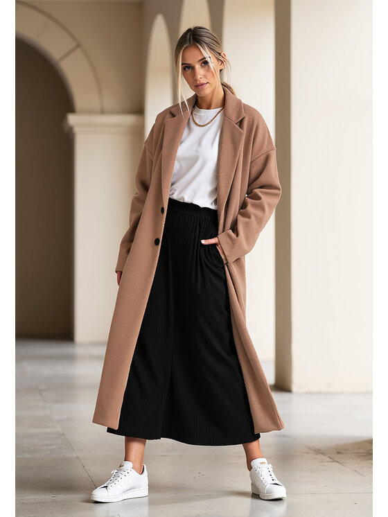 FIGL FIGL Płaszcz M1111 Beżowy Regular Fit