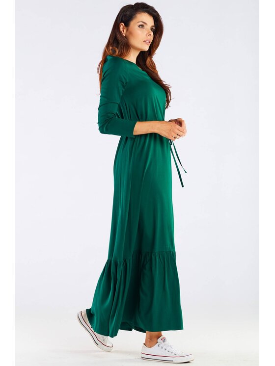 Awama Awama Sukienka letnia A455 Zielony Basic Fit