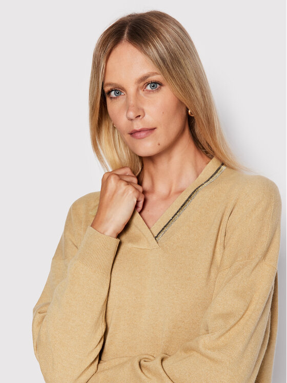 Peserico Peserico Sukienka dzianinowa S92197F12K Beżowy Relaxed Fit