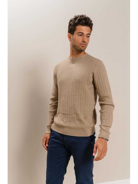 TeeShoppen TeeShoppen Sweter 'Basic Collection' Beżowy Regular Fit