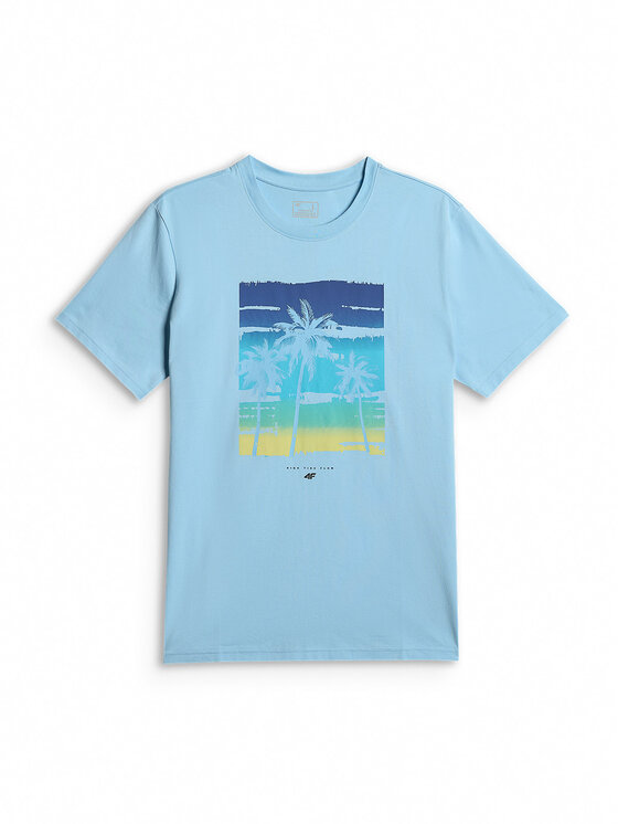 4F 4F T-Shirt CATCH THE WAVE Niebieski jasny Regular Fit