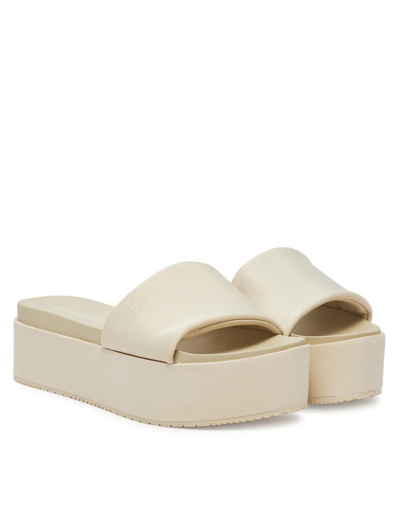 Calvin Klein Jeans Calvin Klein Jeans Šlepetės Flatform Sandal Slide In Nylon YW0YW01791 Écru