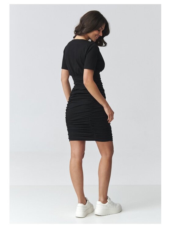 Makadamia Makadamia Sukienka codzienna M934 Czarny Fitted Fit