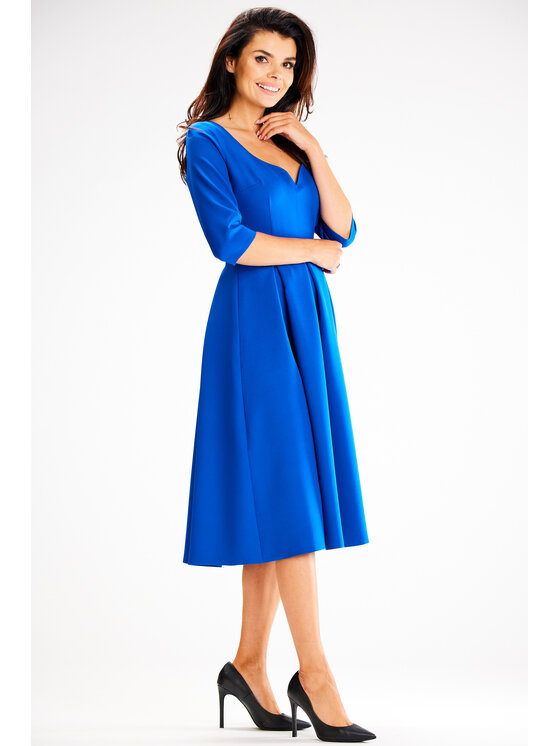 Awama Awama Sukienka wieczorowa A598 Niebieski Basic Fit