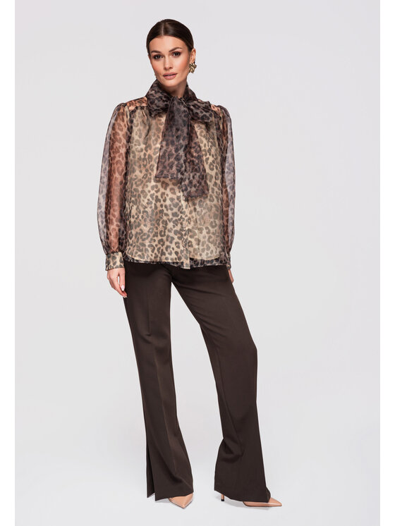 Ombre Ombre Koszula OW-SH-E0031 Beżowy Loose Fit