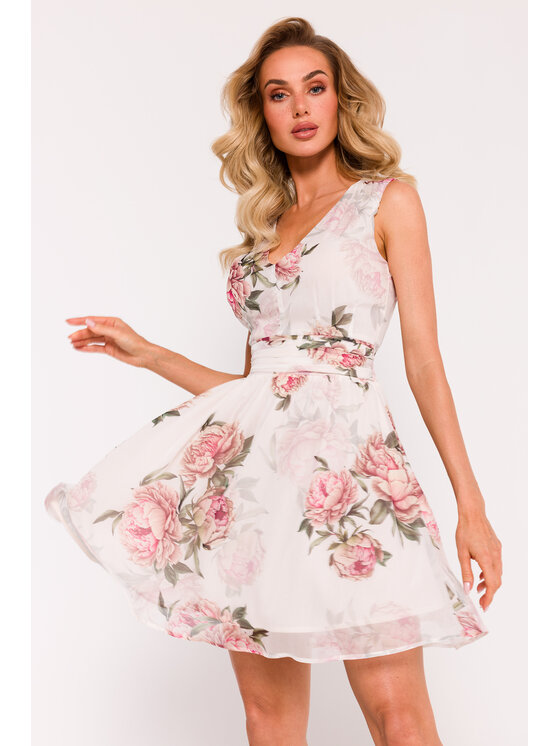 Made of Emotion Made of Emotion Sukienka koktajlowa M782 Biały Generous Fit