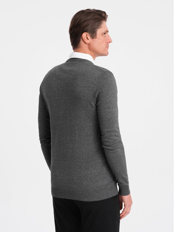 Ombre Ombre Sweter OM-SWSW-0102 Szary Regular Fit