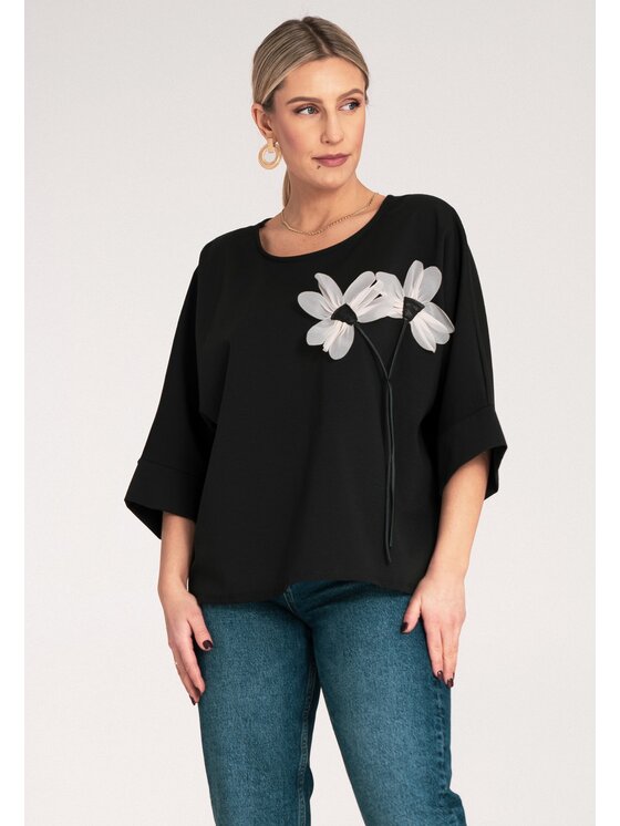 FIGL FIGL Blúzka M1118 Čierna Regular Fit