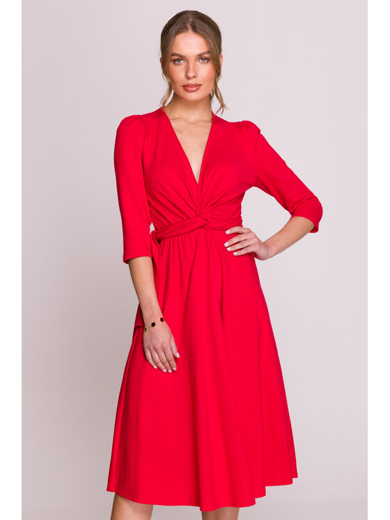 Stylove Stylove Večerní šaty S404 Červená Premium Fit
