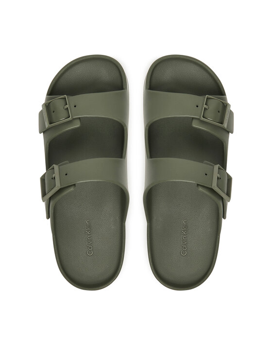 Calvin Klein Calvin Klein Klapki Ergon Eva Double Bar Sandal HM0HM02116 Zielony