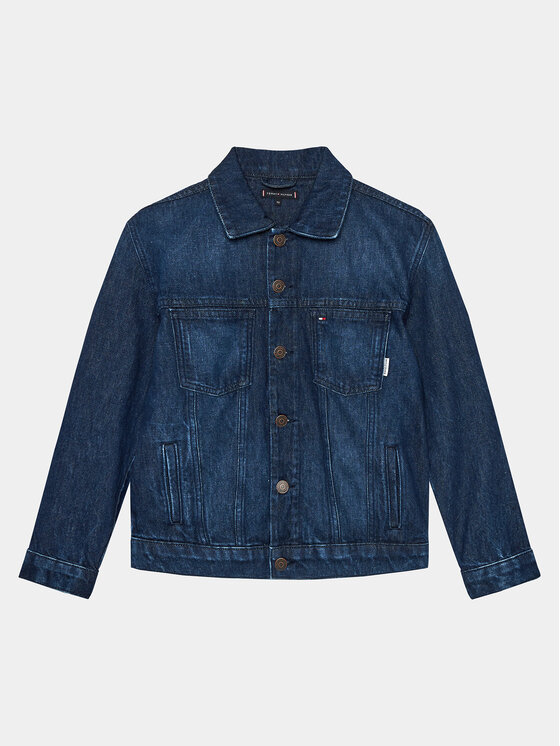 Tommy Hilfiger Giacca di jeans Oversized Trucker Bleach KB0KB08135 Blu Regular Fit, taglia : 12Y