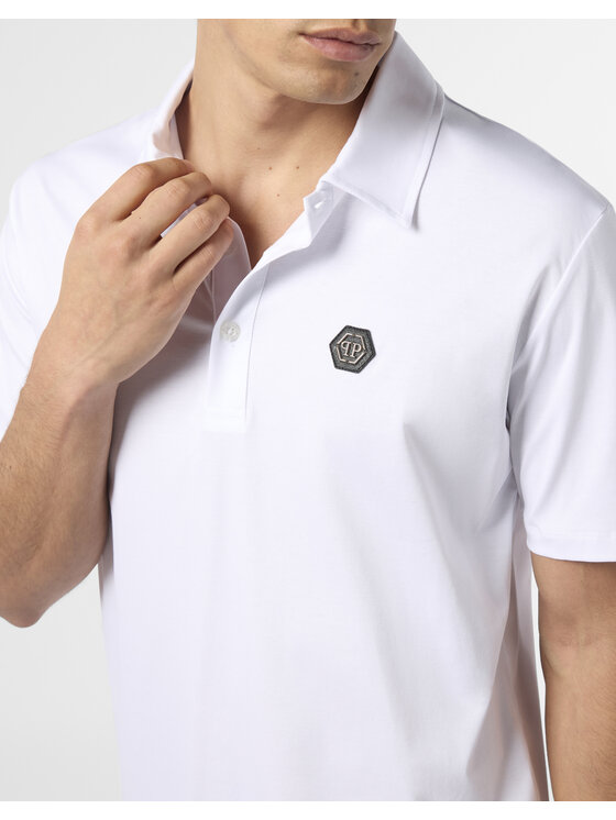 PHILIPP PLEIN PHILIPP PLEIN Polo 26257 Biały Slim Fit