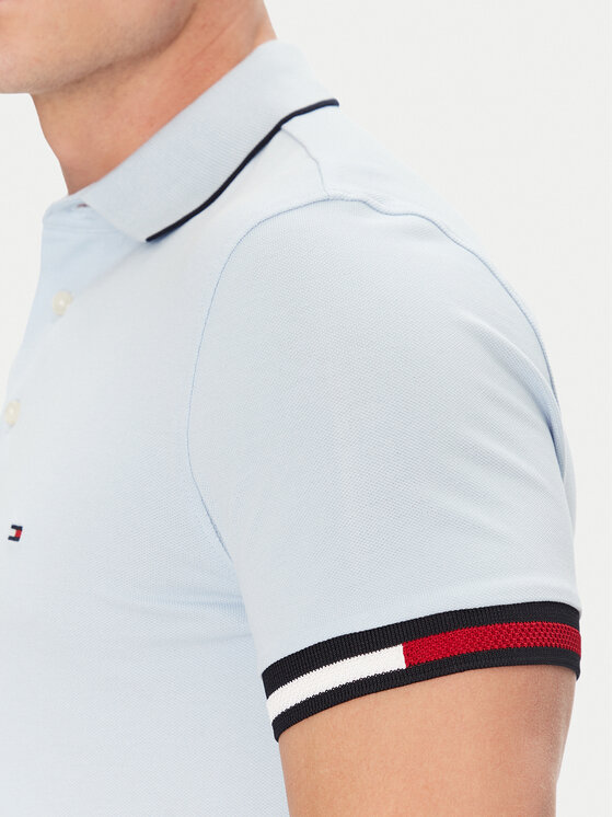 Tommy Hilfiger Tommy Hilfiger Poloshirt Flag Cuff MW0MW38458 Himmelblau Slim Fit