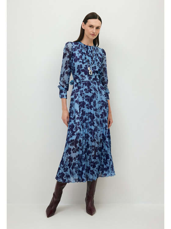 BIZUU BIZUU Koktejlové šaty NILA FLORAL DRESS Modrá Standard Fit
