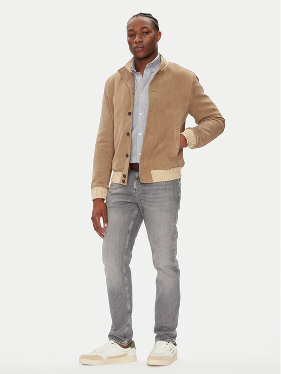 Milestone Milestone Μπουφάν δερμάτινο MSDario 531621 60695 Μπεζ Regular Fit