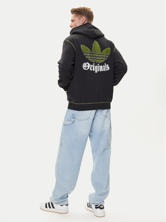 adidas adidas Mikina Distressed Graphic JY2730 Černá Loose Fit