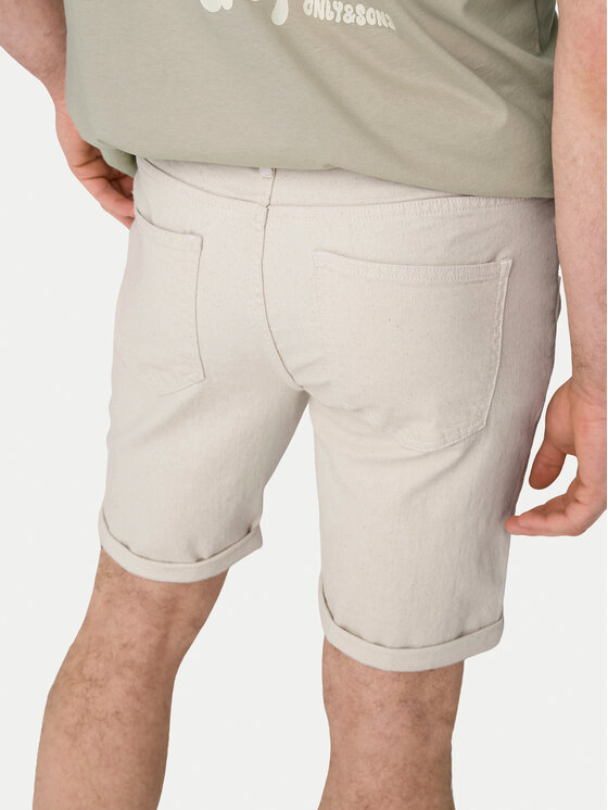 Only & Sons Only & Sons Szorty jeansowe Ply 22029296 Écru Regular Fit