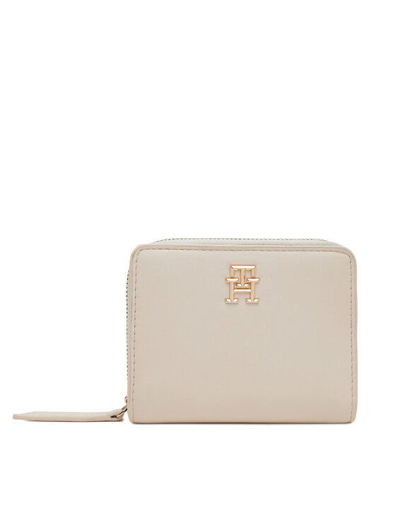 Mały Portfel Damski Tommy Hilfiger, Écru, Th Logotape Med Za AW0AW17408