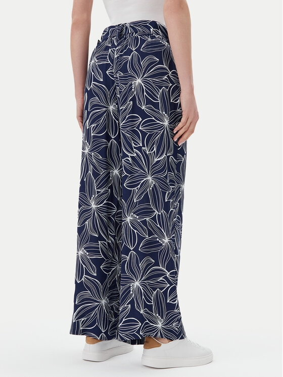 Olsen Olsen Kalhoty z materiálu 14002153 Tmavomodrá Relaxed Fit