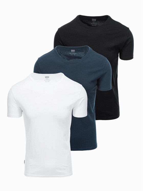 Ombre Ombre Komplet t-shirtów OM-TSBS-0232 Biały Regular Fit