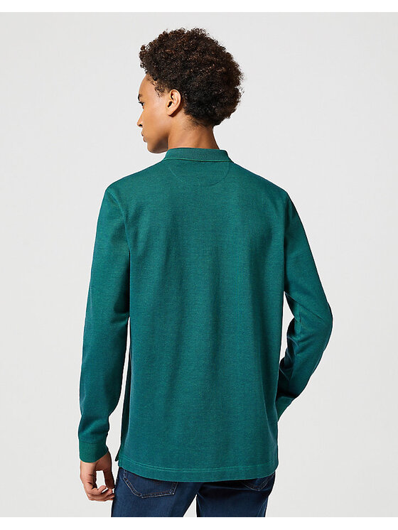 Wrangler Wrangler T-Shirt LS REFINED POLO Zielony Regular Fit