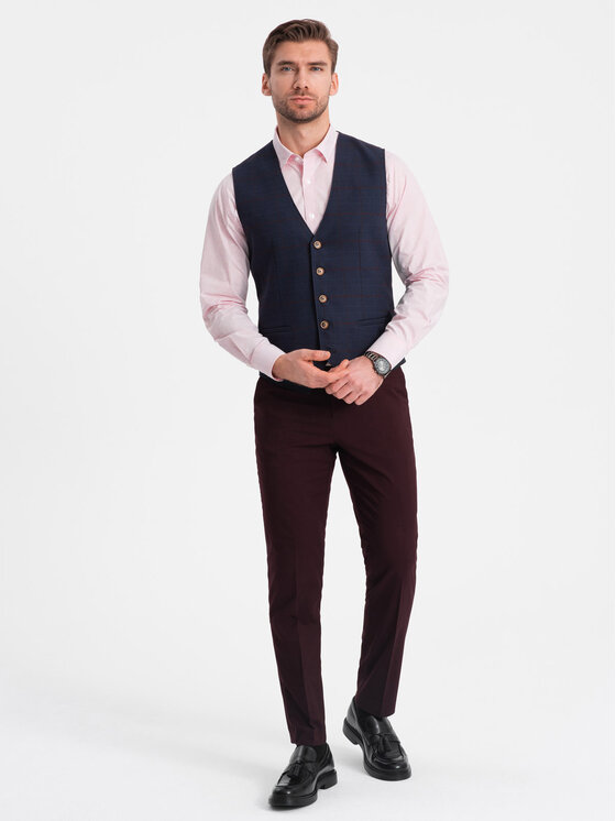 Ombre Ombre Kamizelka OM-BLZV-0123 Granatowy Fitting Fit