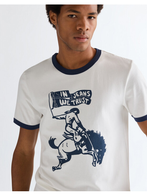Wrangler Wrangler T-Shirt RINGER TEE Biały Regular Fit