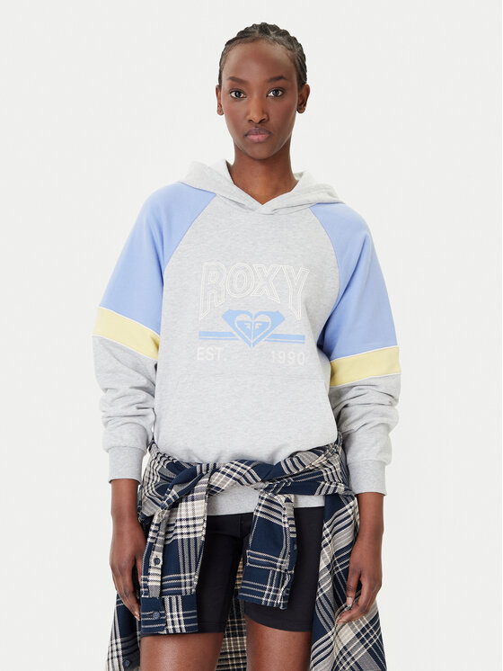 Roxy Roxy Суитшърт Essential Energy Blockd ERJFT04937 Сив Regular Fit