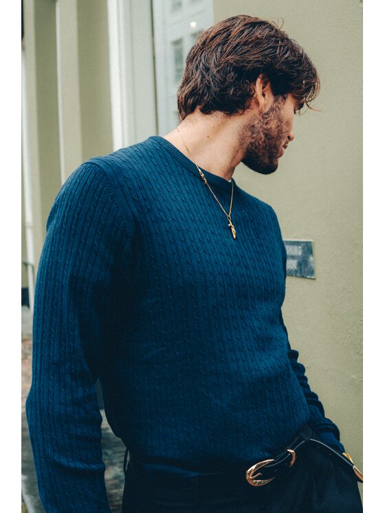 TeeShoppen TeeShoppen Sweter 'Basic Collection' Granatowy Regular Fit