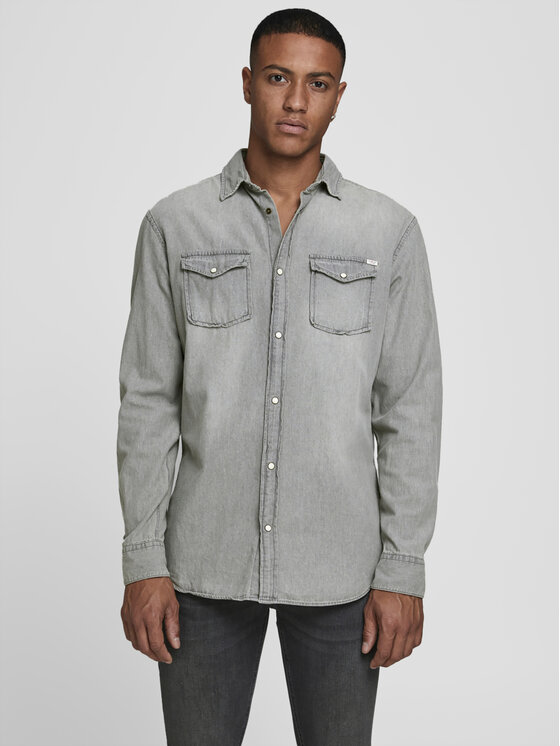 Jack&Jones Jack&Jones Риза Sheridan 12138115 Сив Slim Fit