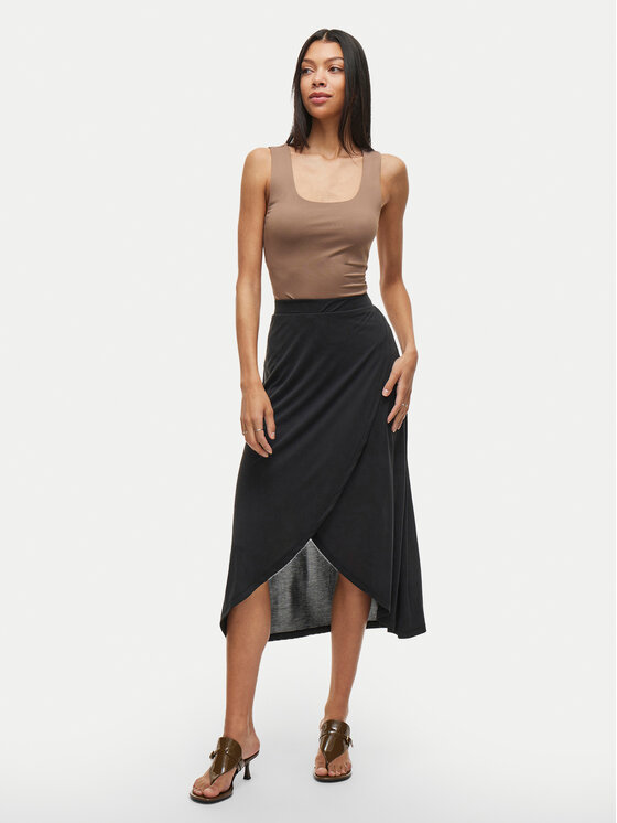 Vila Vila Midi suknja Modala 14101691 Crna Regular Fit