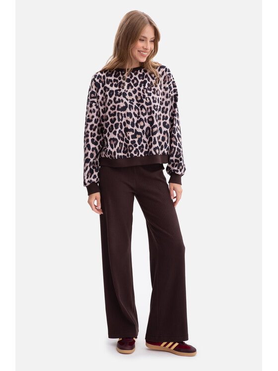 BeWear BeWear Spodnie dzianinowe b300 Brązowy Baggy Fit