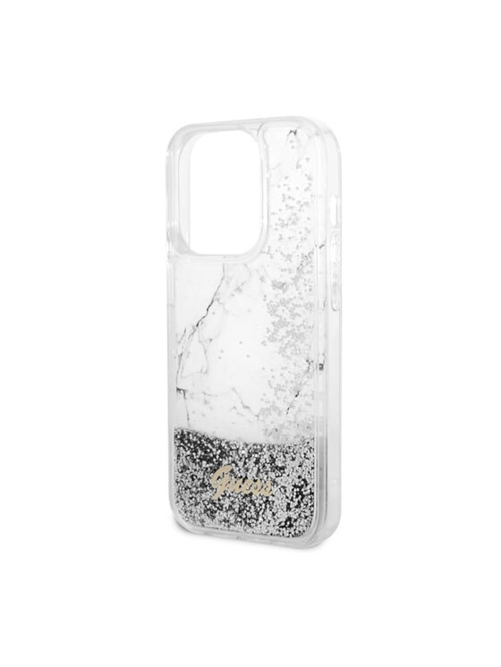 Guess Guess Etui na telefon Liquid Glitter Marble Biały