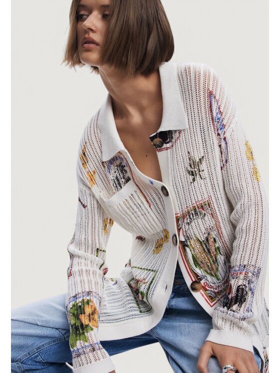 Desigual Desigual Kardigan JERS_BASSEL Biały Casual Fit