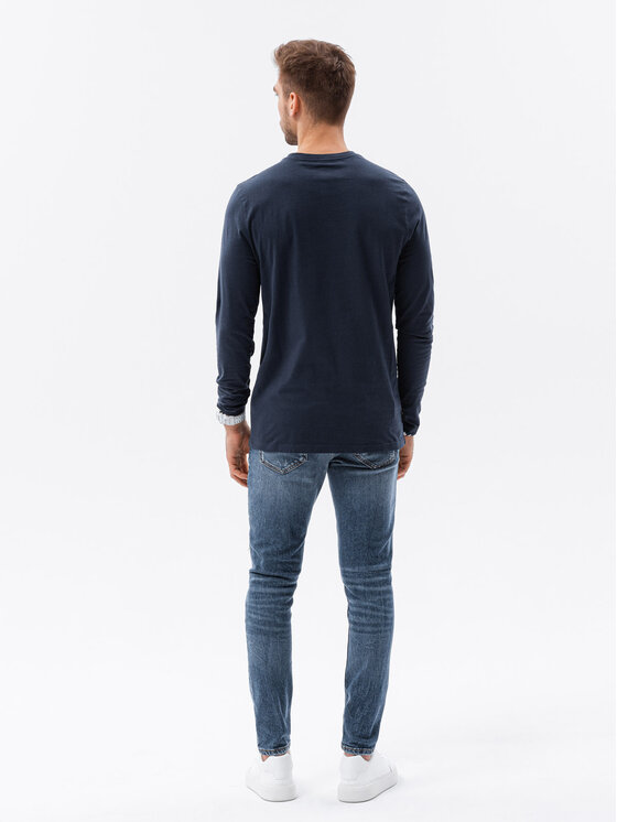 Ombre Ombre Longsleeve OM-LSBL-0106 Granatowy Regular Fit