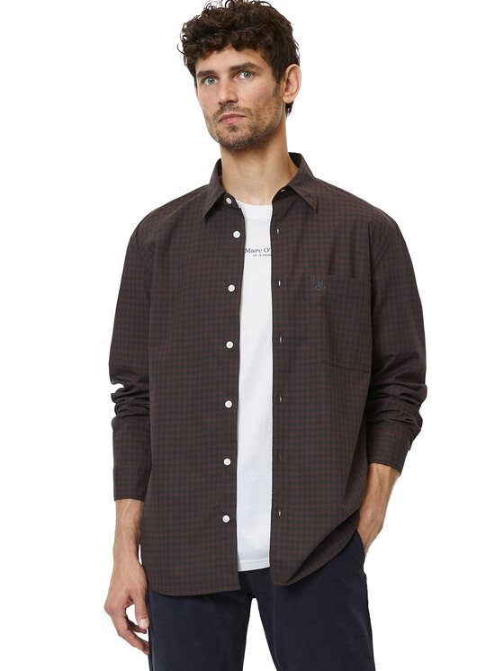 Marc O'Polo Marc O'Polo Hemd 327 7208 42090 Braun Regular Fit