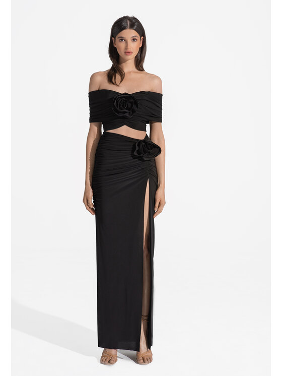 sax35th sax35th Spódnica maxi ROSA Czarny Slim Fit