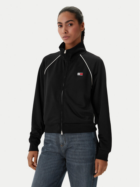 Tommy Jeans Bluză Badge DW0DW21930 Negru Regular Fit