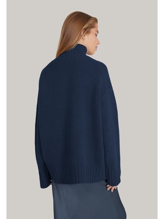 Style Republic Style Republic Golf Sweter o kroju oversize typu boxy, z mieszanki kaszmiru i wełny Granatowy Boxy Fit