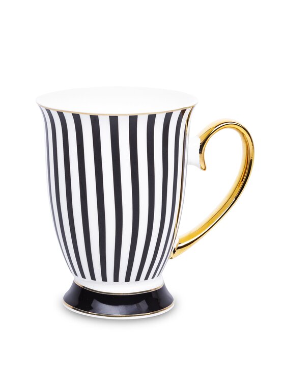 MIAhome MIAhome Kubek porcelanowy w paski w pudełku 300 ml TASSA - czarne Czarny