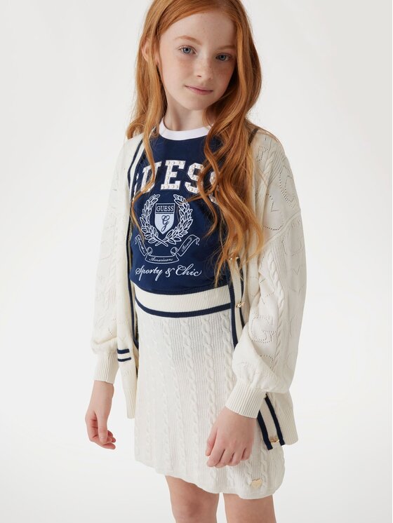 Guess Kids Guess Kids Kalhoty z materiálu 171527 Bílá Regular Fit