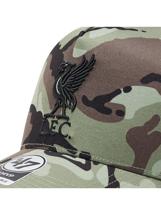 '47 Brand Liverpool FC Clean Up Cap - Camo Adjustable Strapback, Unwashed Cotton Twill