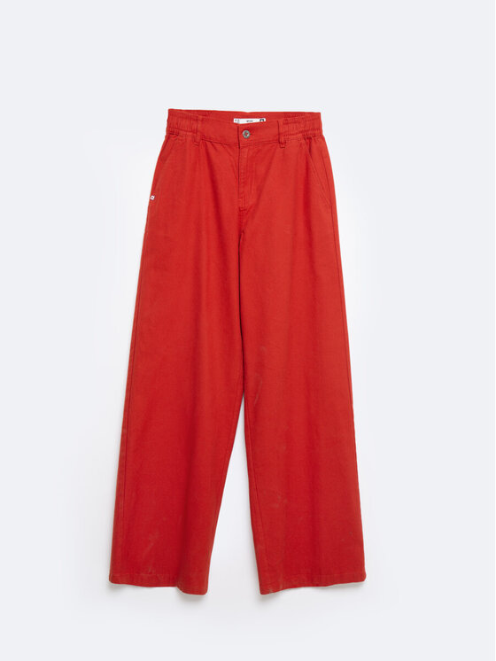 BIG STAR BIG STAR Spodnie materiałowe MALU_704_350 Czerwony Wide Leg