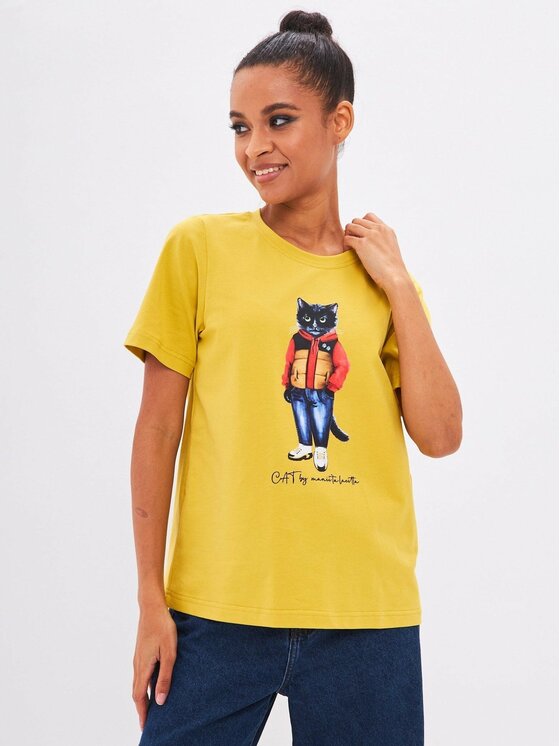 CAT by maniita lacitta CAT by maniita lacitta T-Shirt Printed T-shirt Żółty Regular Fit