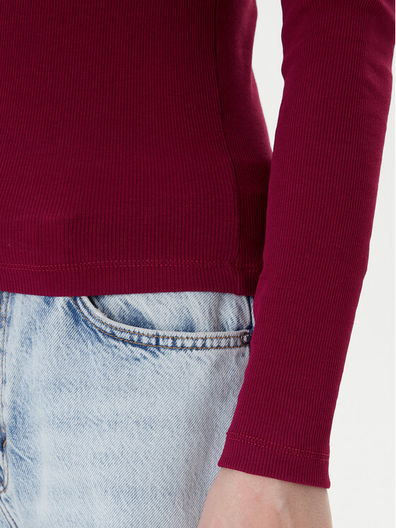 Tommy Jeans Tommy Jeans Bluzka Essential DW0DW21933 Bordowy Slim Fit