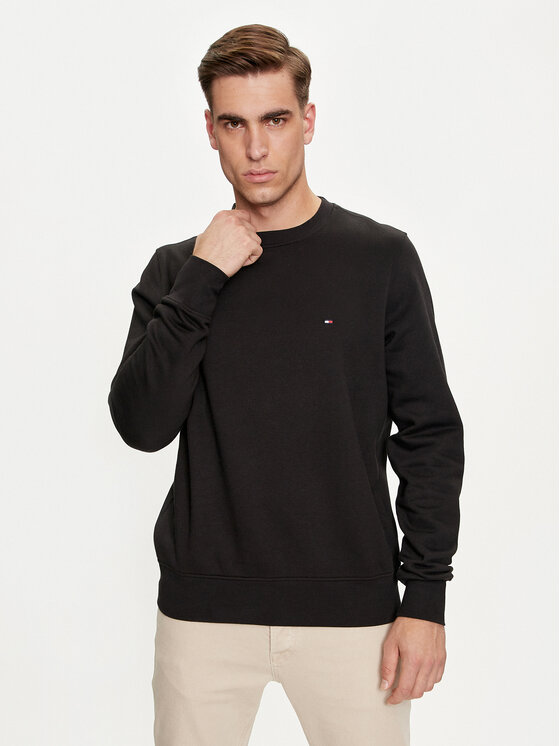 Tommy Hilfiger Tommy Hilfiger Sweatshirt Flag Logo MW0MW32735 Schwarz Regular Fit