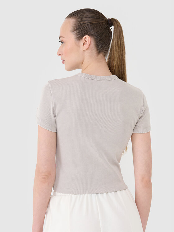 4F 4F T-Shirt SS MIDSHOP TEXTILE Beżowy Slim Fit